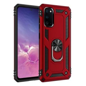 Armor Hybrid Military Case with Ring Kickstand for Samsung Galaxy A02S - Red