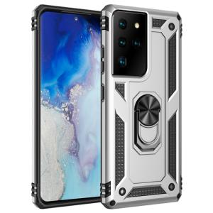 Armor Hybrid Military Case with Ring Kickstand For Samsung Galaxy S21 Ultra 5G - Silver