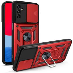 Slide Cover Camera Shield Armor Case for Samsung Galaxy S22 Plus – Red
