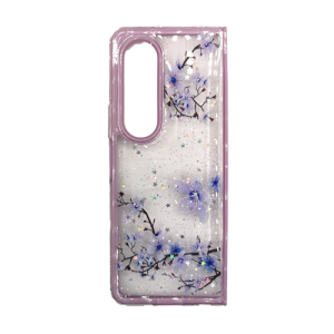 Transparent Case with Colored Flowers for Samsung Galaxy Z Fold 3 / 4 - Purple