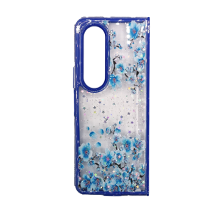 Transparent Case with Colored Flowers for Samsung Galaxy Z Fold 3 / 4 - Blue