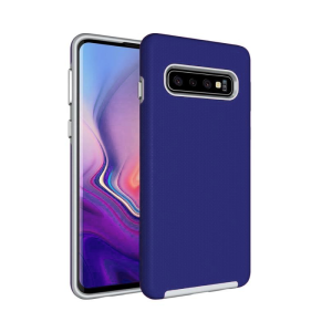 Triangle Shockproof Case with Anti Slip Grains for Samsung Galaxy S10 - Navy Blue
