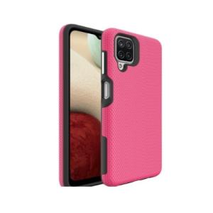 Triangle Shockproof Case with Anti Slip Grains for Samsung Galaxy A12 - Hot Pink
