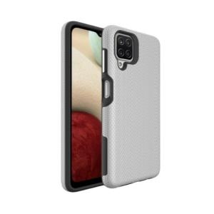 Triangle Shockproof Case with Anti Slip Grains for Samsung Galaxy A12 - Silver