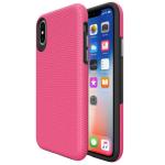 Triangle Shockproof Case with Anti Slip Grains for Apple iPhone X/XS - Hot Pink