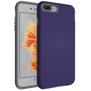 Triangle Shockproof Case with Anti Slip Grains for Apple iPhone 7/8 Plus - Navy Blue