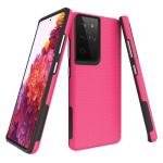 Triangle Shockproof Case with Anti Slip Grains for Samsung Galaxy S21 Ultra 5G - Hot Pink