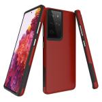 Triangle Shockproof Case with Anti Slip Grains for Samsung Galaxy S21 Ultra 5G - Red