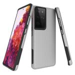 Triangle Shockproof Case with Anti Slip Grains for Samsung Galaxy S21 Ultra 5G - Silver