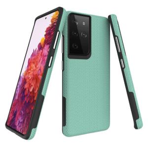 Triangle Shockproof Case with Anti Slip Grains for Samsung Galaxy S21 Ultra 5G - Mint
