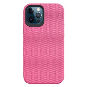Triangle Shockproof Case with Anti Slip Grains for Apple iPhone 12/12 Pro - Hot Pink