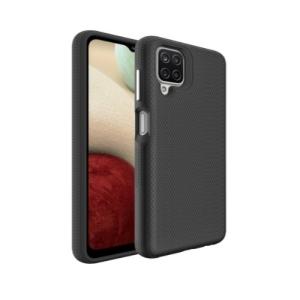 Triangle Shockproof Case with Anti Slip Grains for Samsung Galaxy A12 - Black