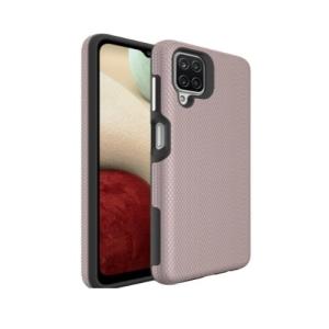 Triangle Shockproof Case with Anti Slip Grains for Samsung Galaxy A12 - Rose Golden