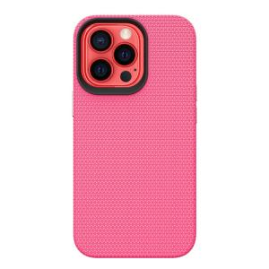 Triangle Shockproof Case with Anti Slip Grains for Apple iPhone 13 Pro Max / 14 Pro Max - Hot Pink