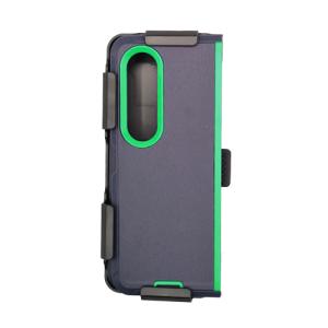 Triple Layer Protection Case & Belt Clip for Samsung Galaxy Z Fold 4 - Navy Blue - Green Line