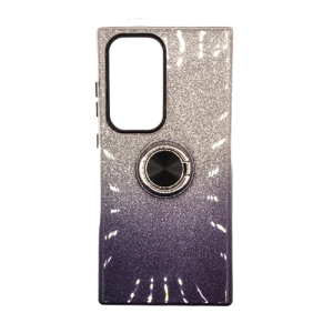 Two Tone Glitter with Kickstand Ring Case for Samsung Galaxy S23 - Black
