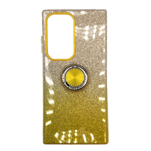 Two Tone Glitter with Kickstand Ring Case for Samsung Galaxy S23 - Gold