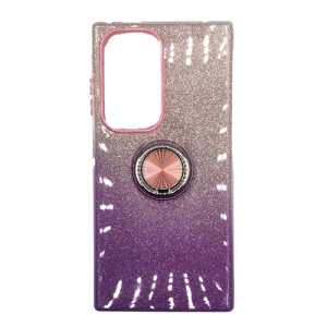 Two Tone Glitter with Kickstand Ring Case for Samsung Galaxy S23 - Purple